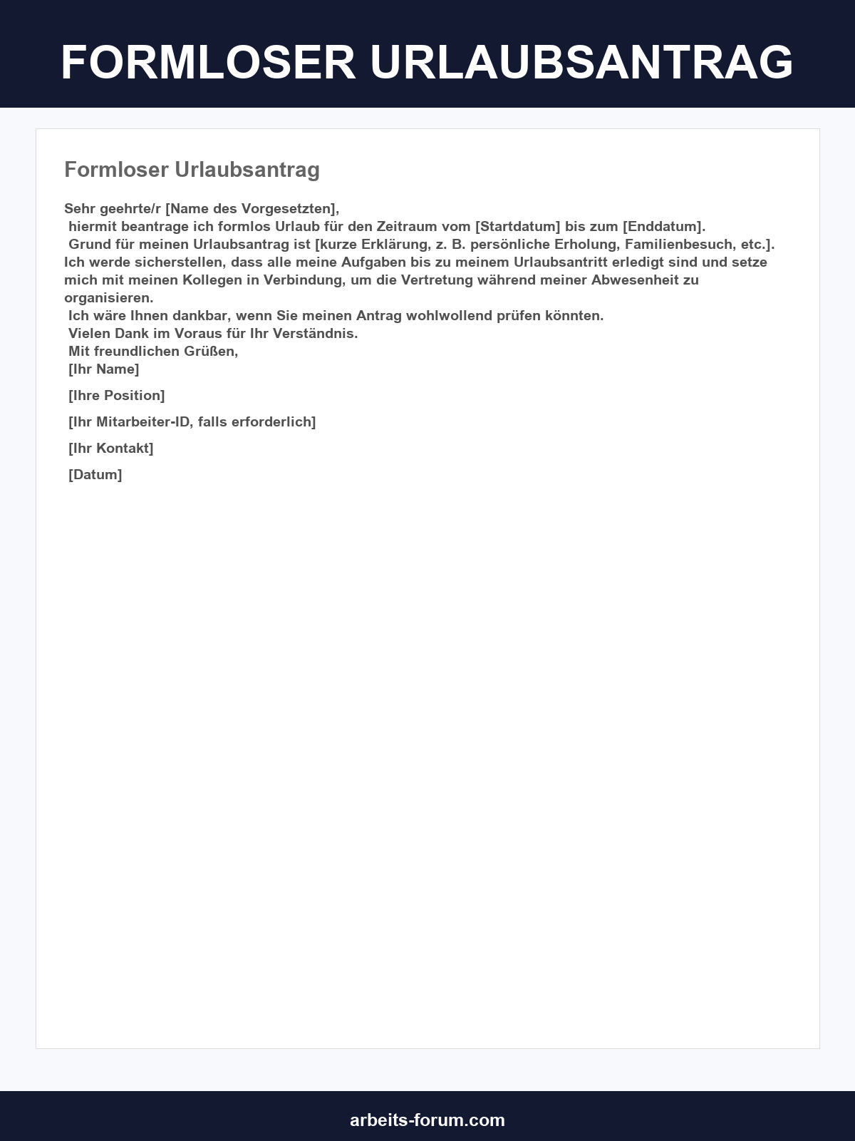 Formloser Urlaubsantrag
