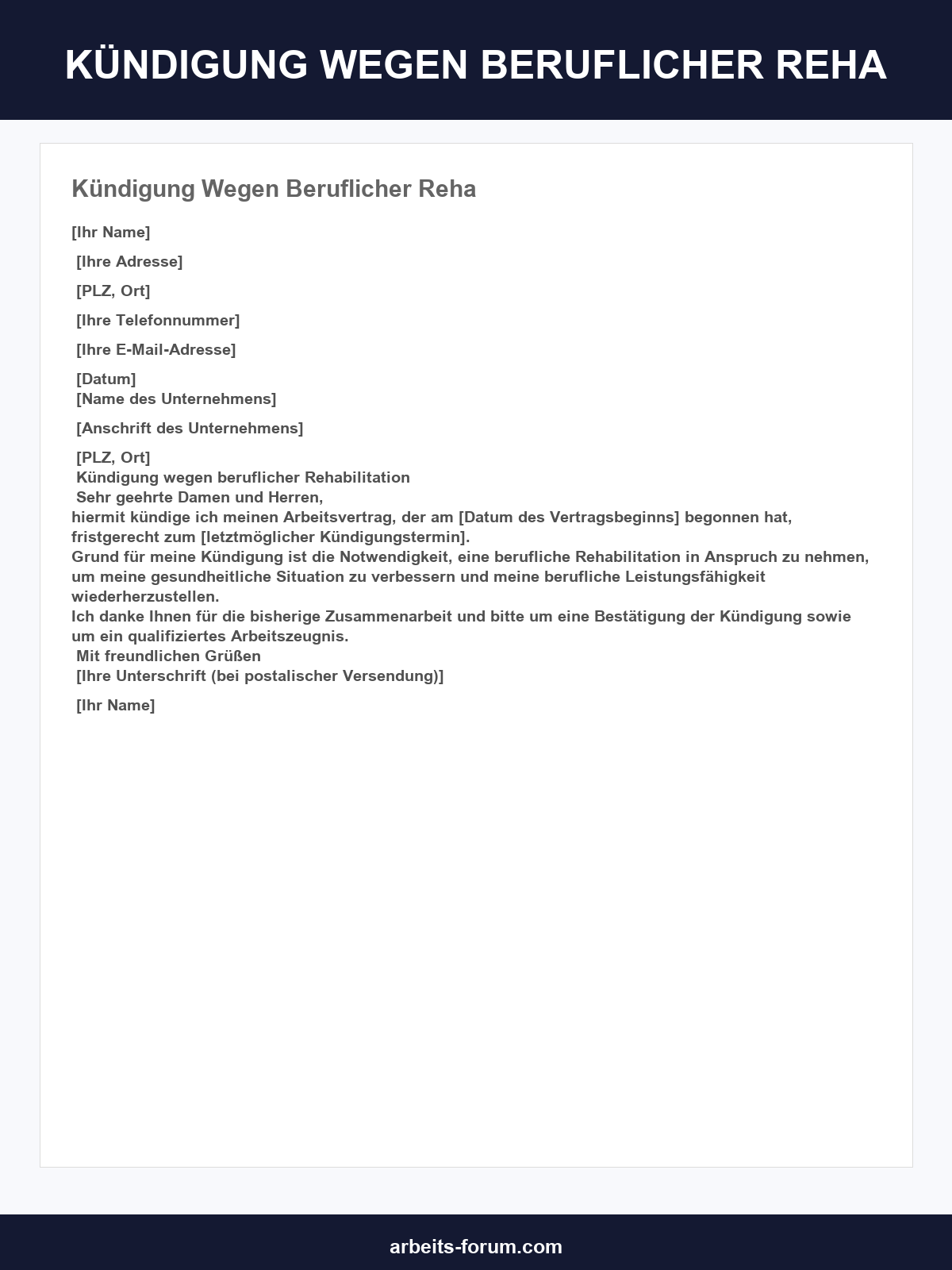 Kündigung Wegen Beruflicher Reha