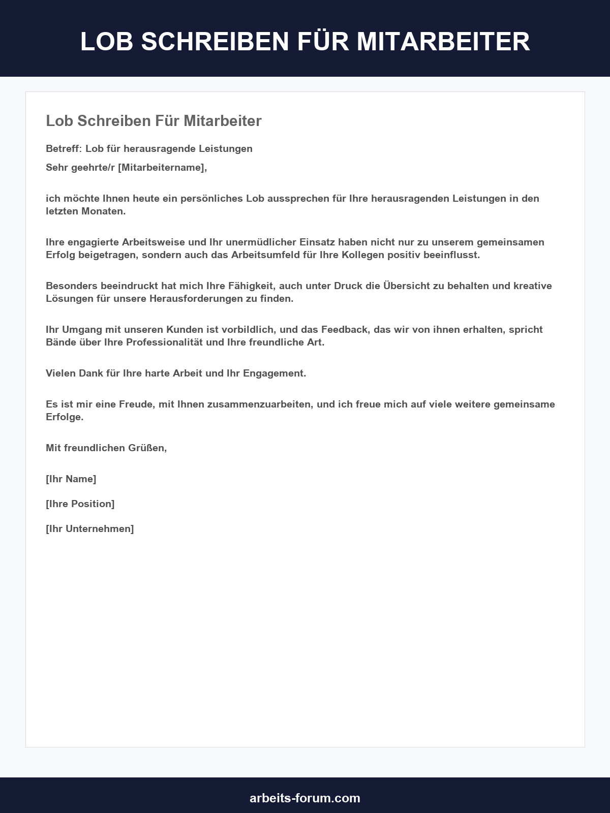 Lob Schreiben Für Mitarbeiter Muster