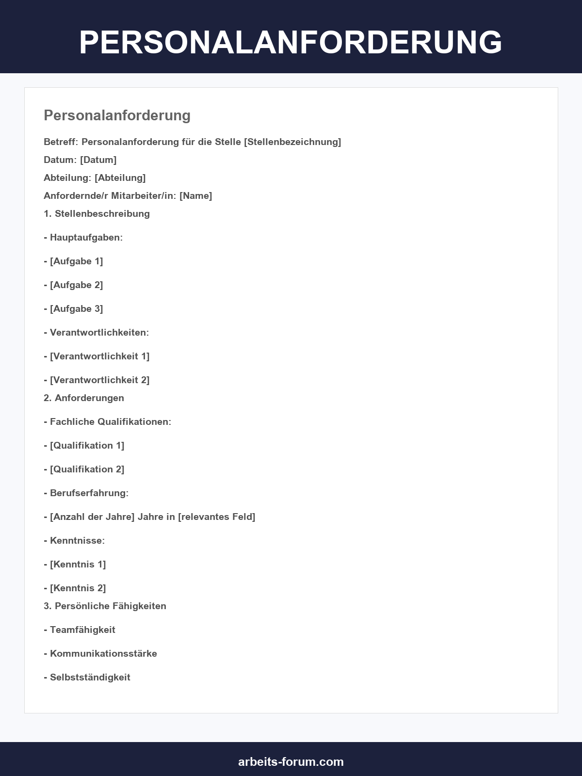 Personalanforderung Muster